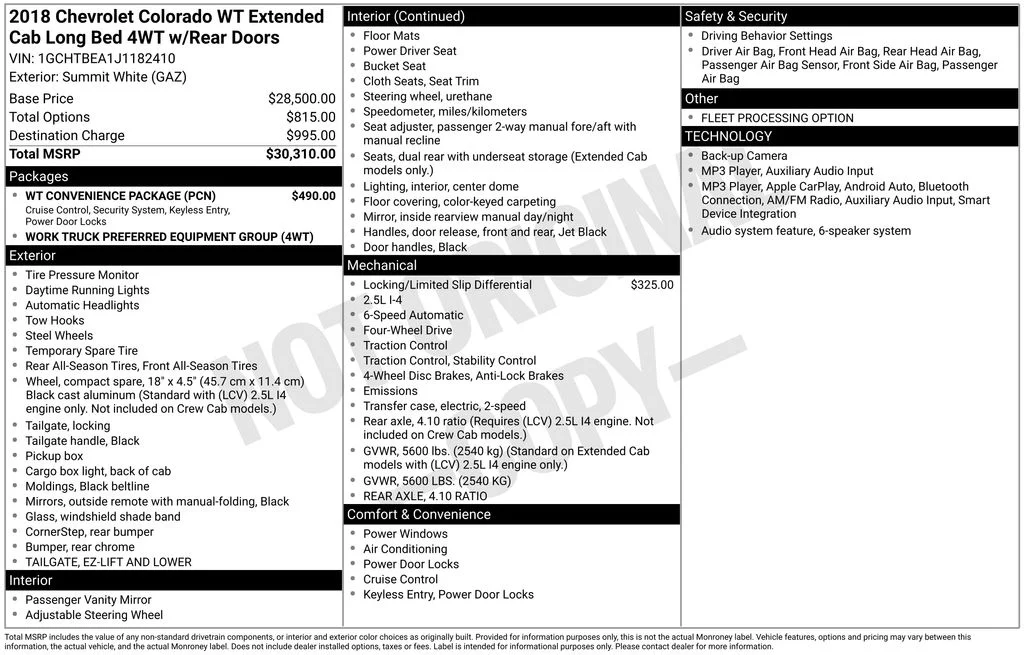 Certified Used 2018 White Chevrolet Work Truck image 16