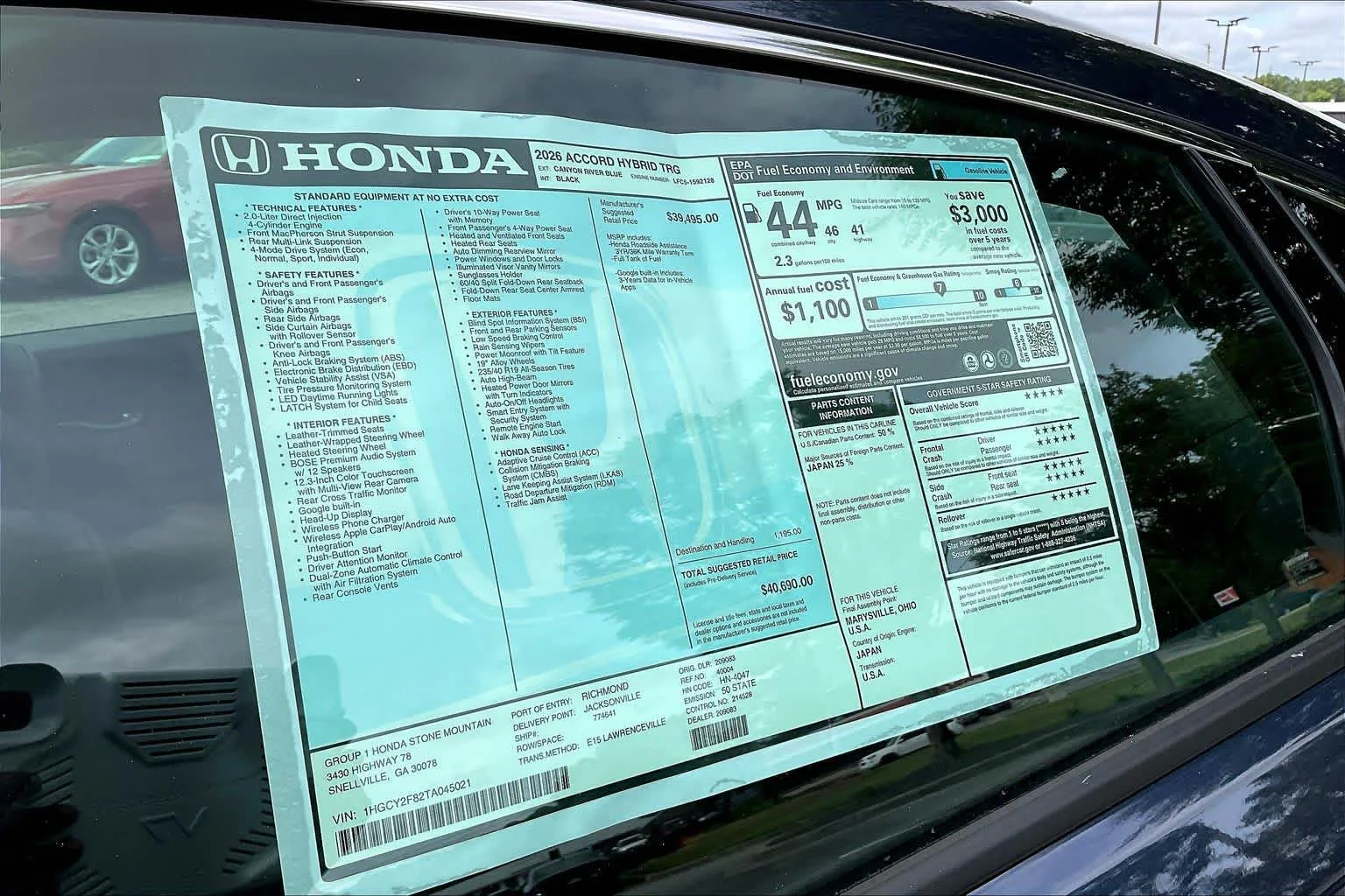 New 2026 Canyon River Blue Metallic Honda Touring image 20