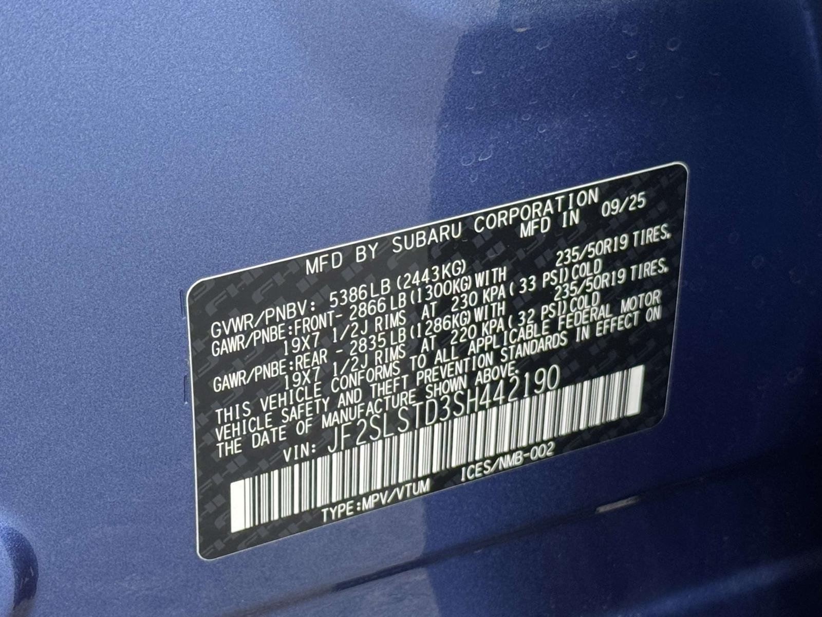 Used 2025 Daybreak Blue Pearl Subaru Touring Hybrid image 28