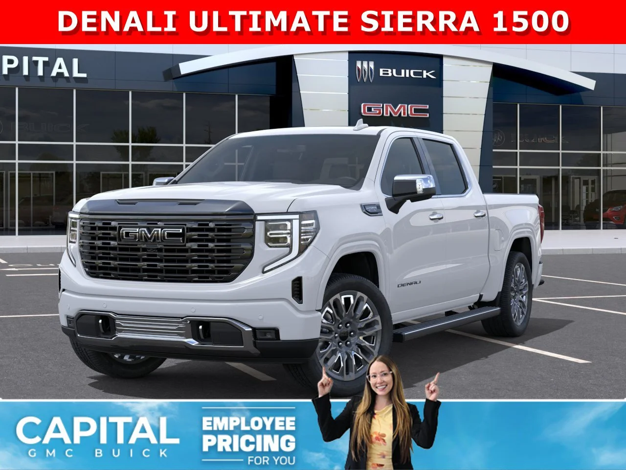 New 2026 GLACIER WHITE TRICOAT GMC Denali Ultimate image 1