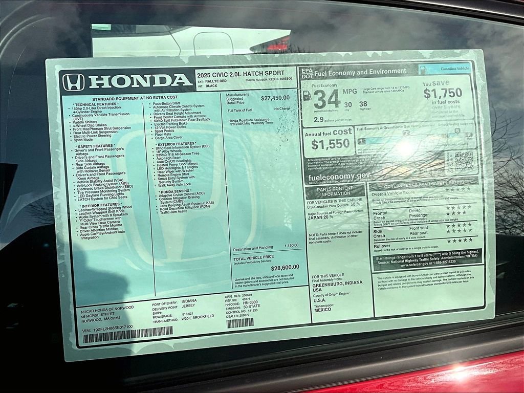 2025 Honda Civic Hatchback Sport - Photo 17