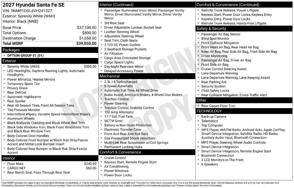 New 2027 White Hyundai SE AWD image 22