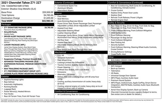 Certified Used 2021 Gray Chevrolet Z71 image 7