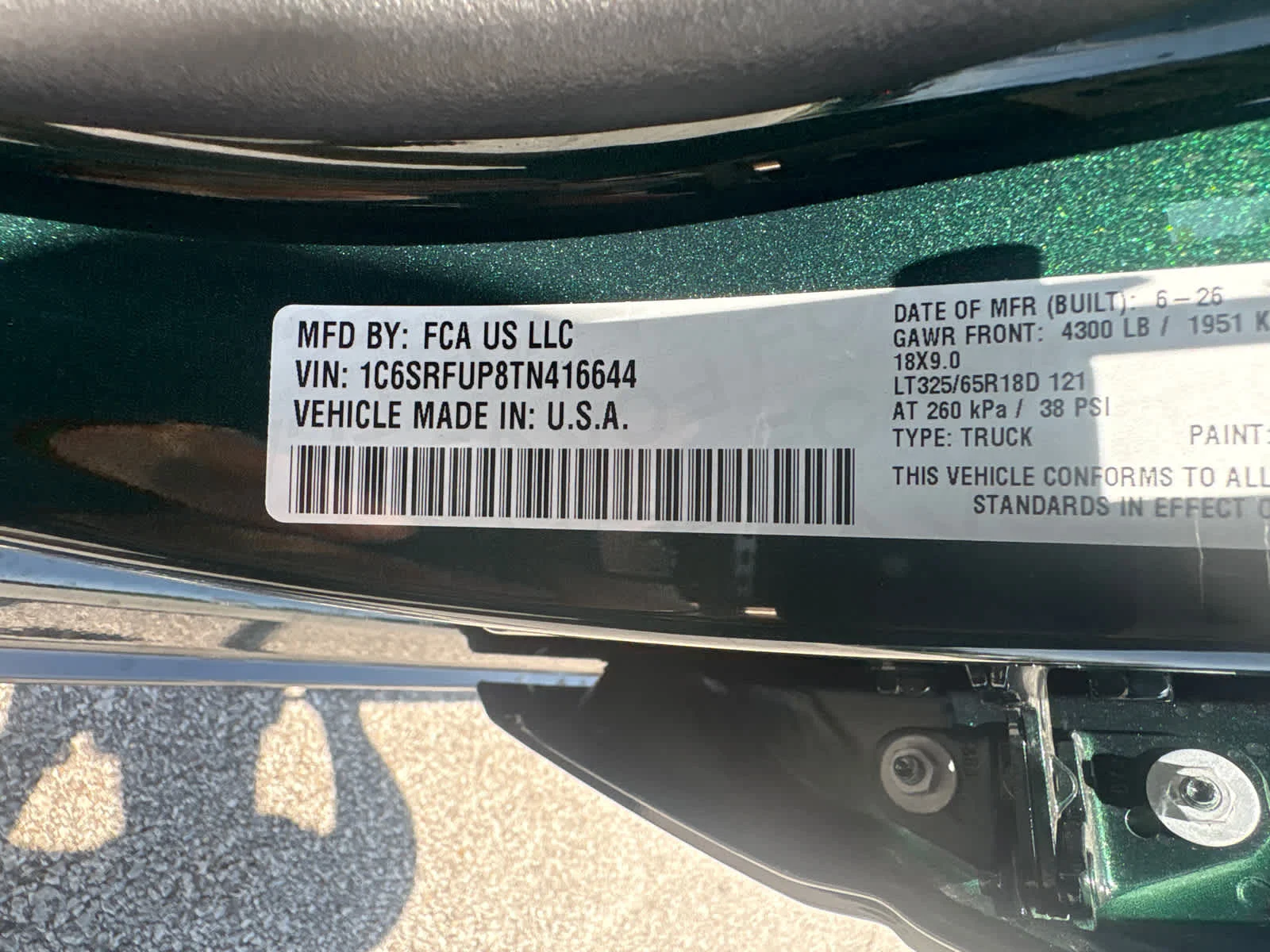 New 2026 Serrano-Green Metallic Exterior Paint RAM RHO image 31
