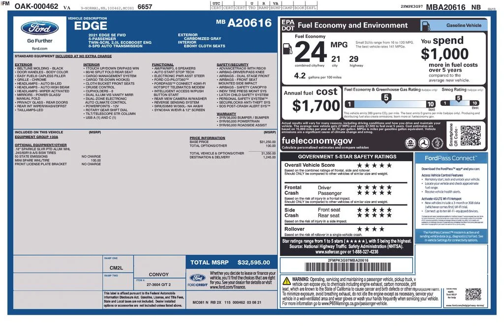 Used 2021 Gray Ford SE image 2