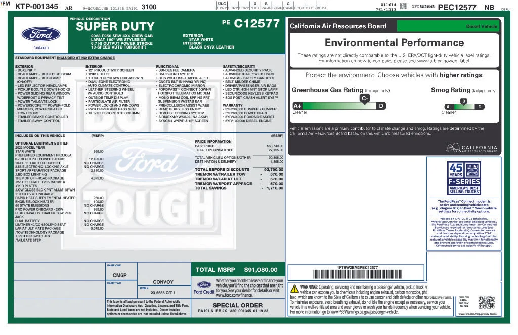 Used 2023 White Metallic Ford Lariat image 2