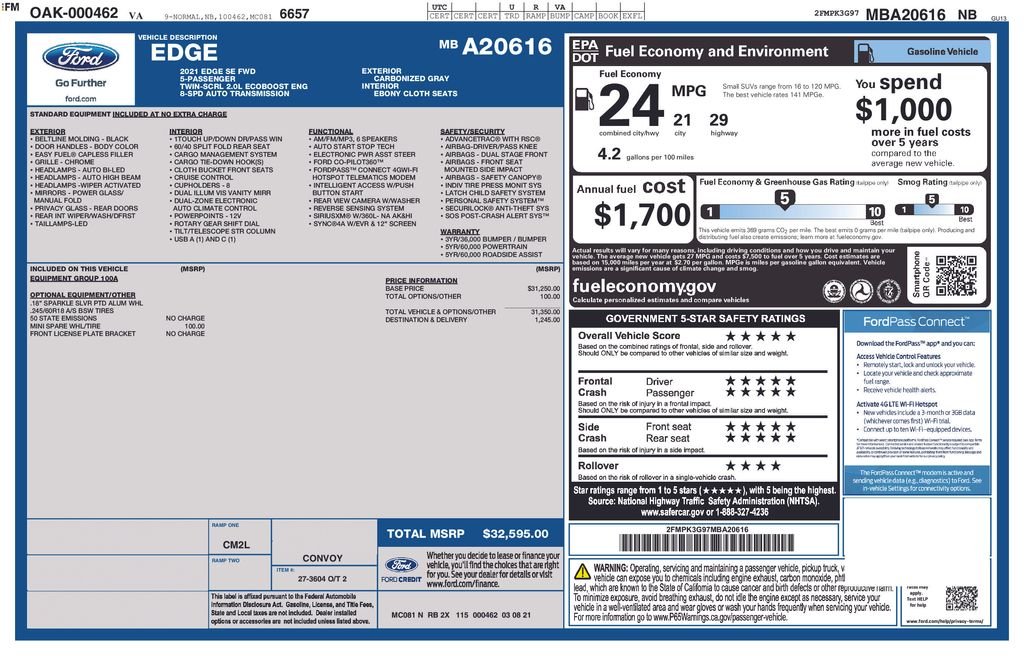 Used 2021 Gray Ford SE image 2