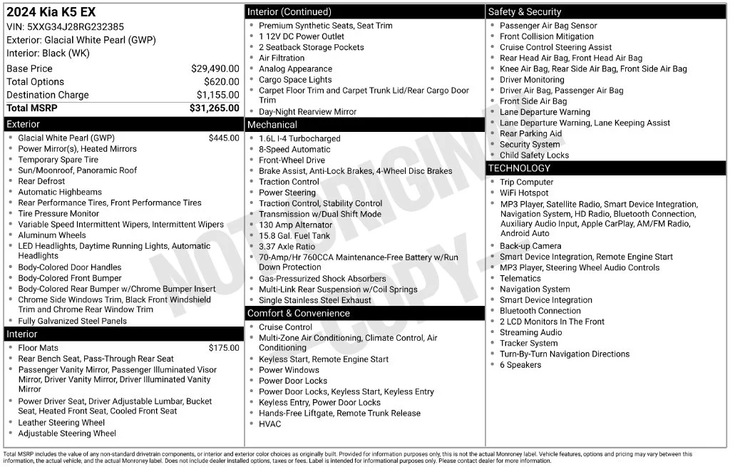 Used 2024 White Kia EX image 11