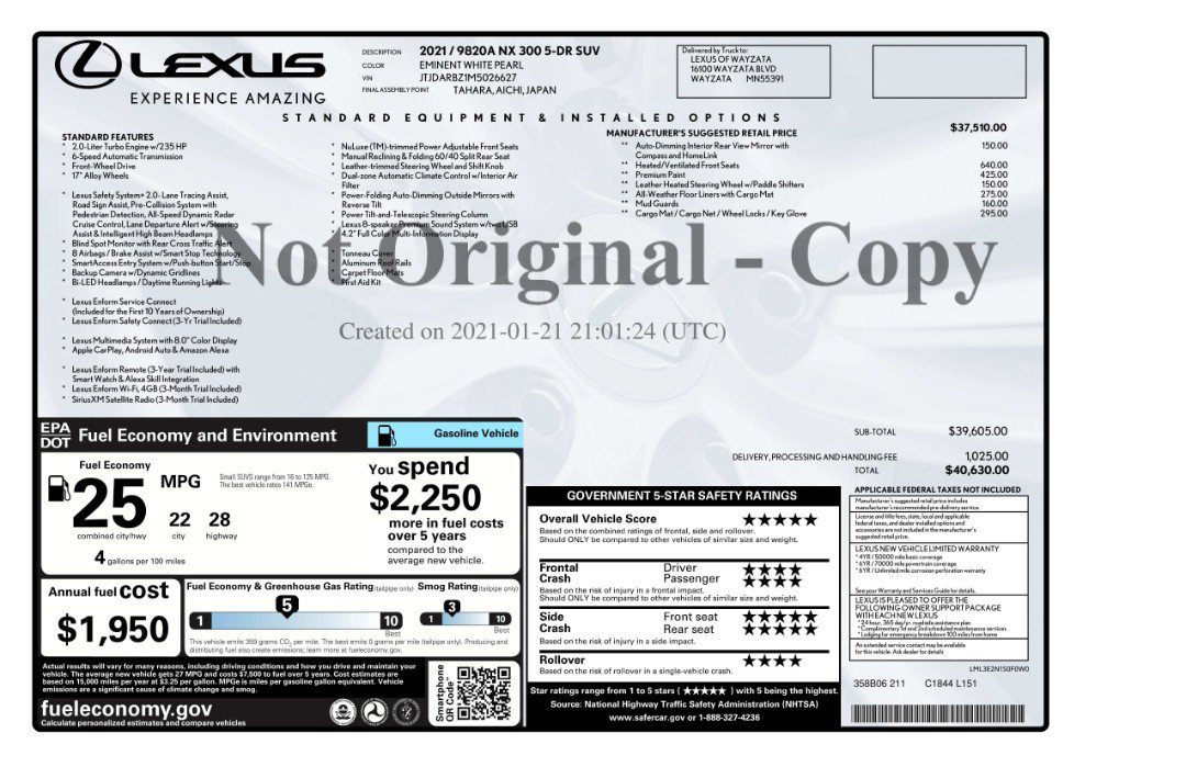 Used 2021 Eminent White Pearl Lexus NX 300 image 11