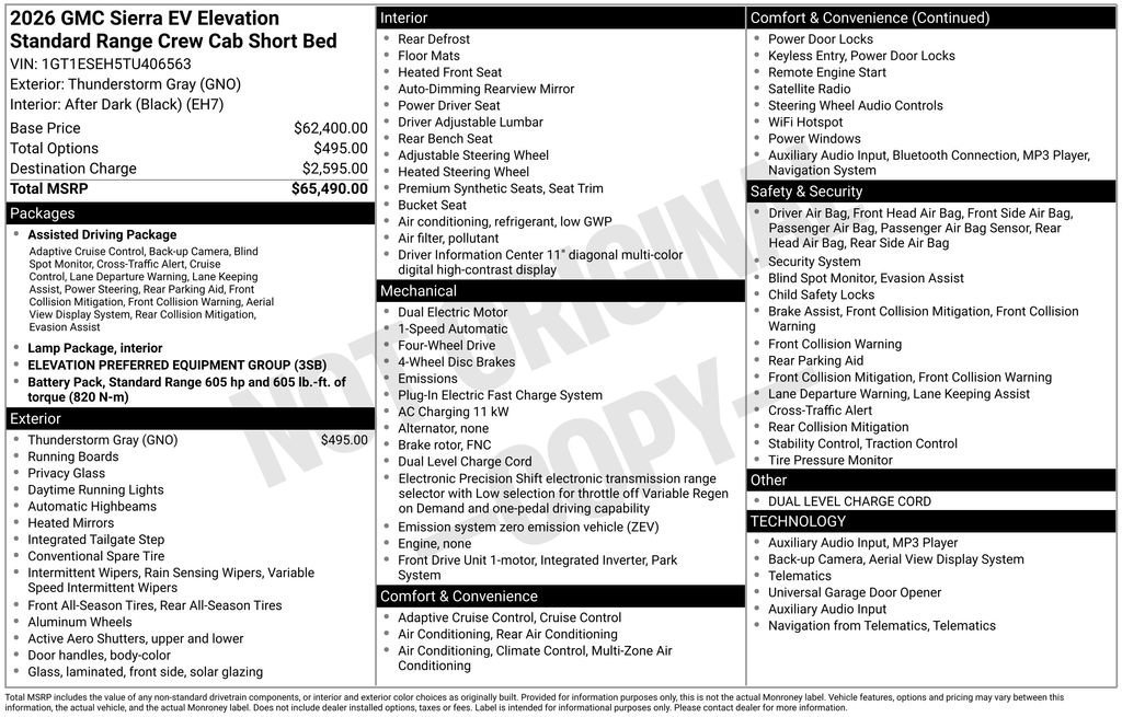 New 2026 Thunderstorm Gray GMC Elevation Standard Range image 7