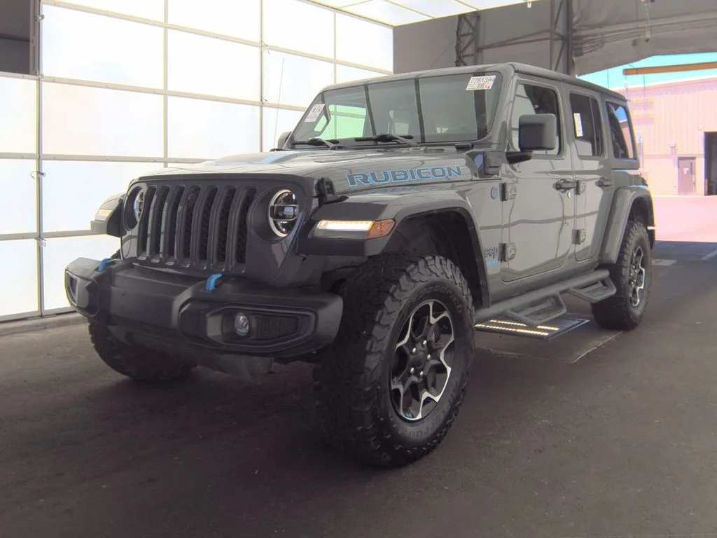 Used 2021 Gray Jeep Unlimited Rubicon 4xe image 1