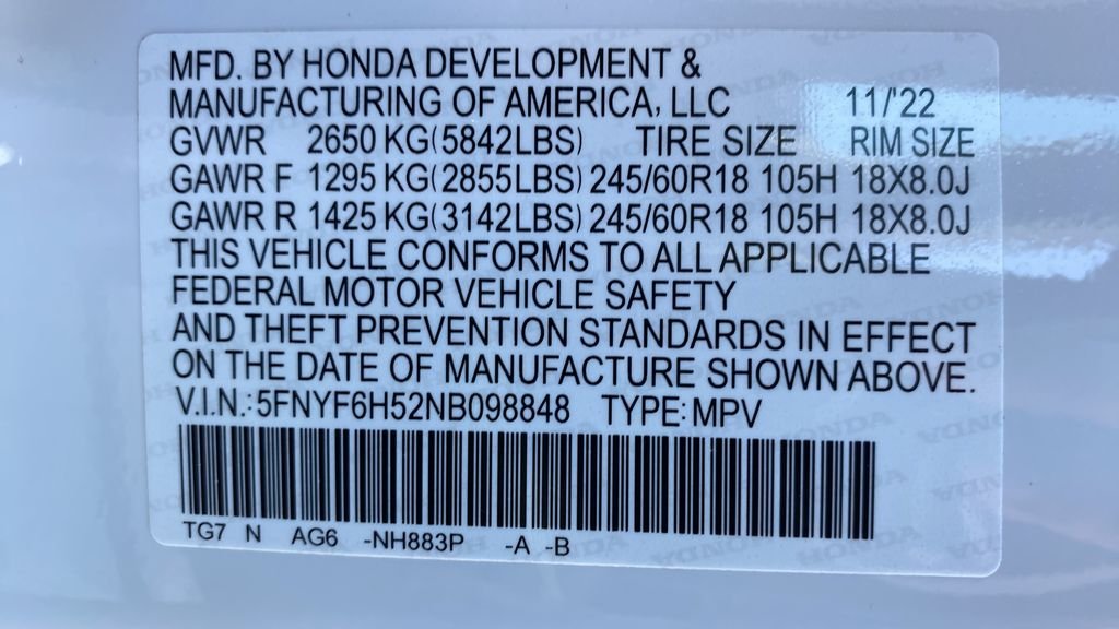Used 2022 Platinum White Pearl Honda AWD EX-L image 28