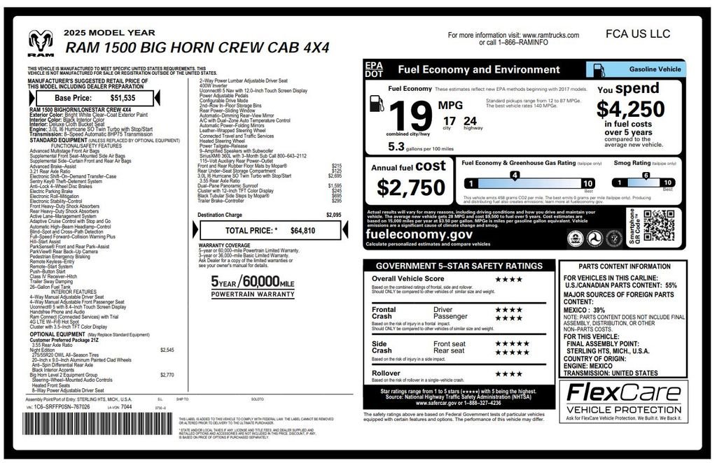 Used 2025 RAM Ram 1500 Pickup Big Horn/Lone Star with VIN 1C6SRFFP0SN767026 for sale in Kansas City