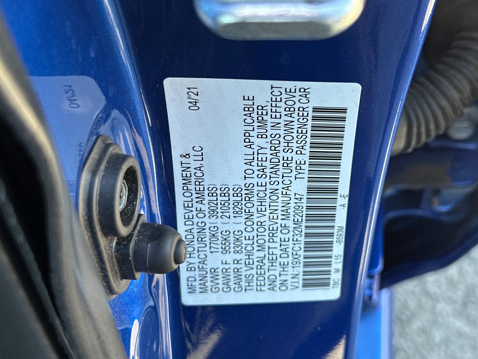 Used 2021 Aegean Blue Metallic Honda EX image 26