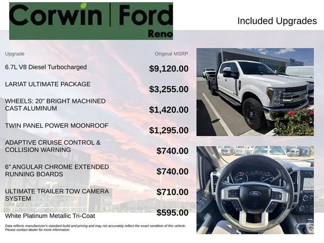 Used 2018 White Platinum Clearcoat Metallic Ford Lariat image 3