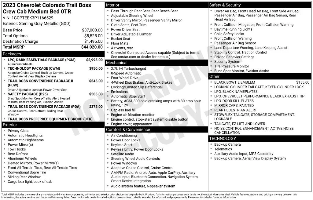 Used 2023 STERLING GRAY METALLIC Chevrolet 4WD Trail Boss image 46
