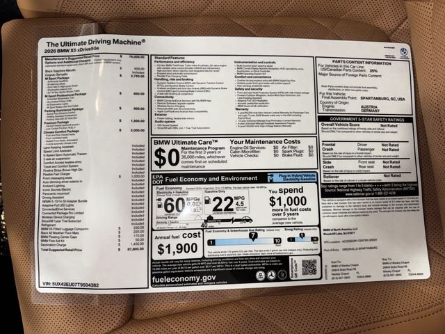 New 2026 Black Sapphire Metallic BMW xDrive50e image 26