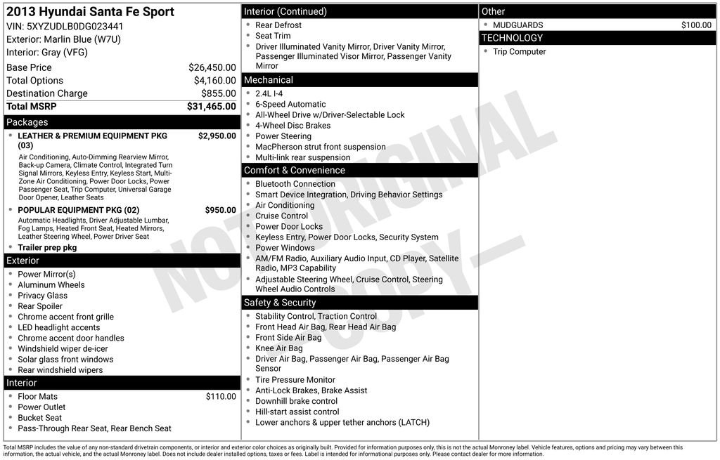 Used 2013 Hyundai Santa Fe Sport with VIN 5XYZUDLB0DG023441 for sale in Port Orchard, WA