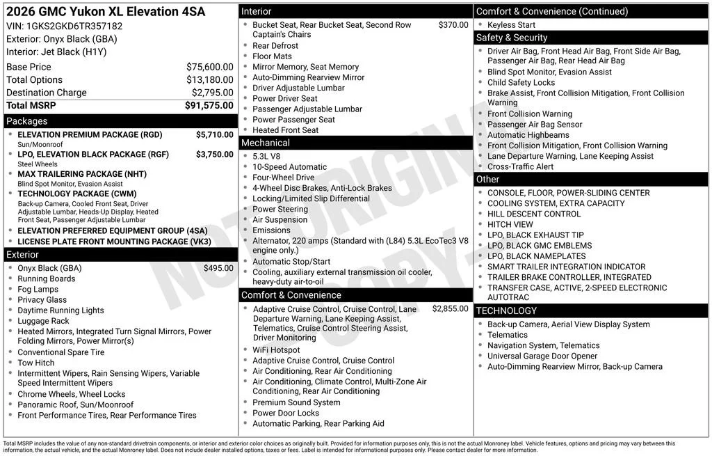 New 2026 Onyx Black GMC Elevation image 5