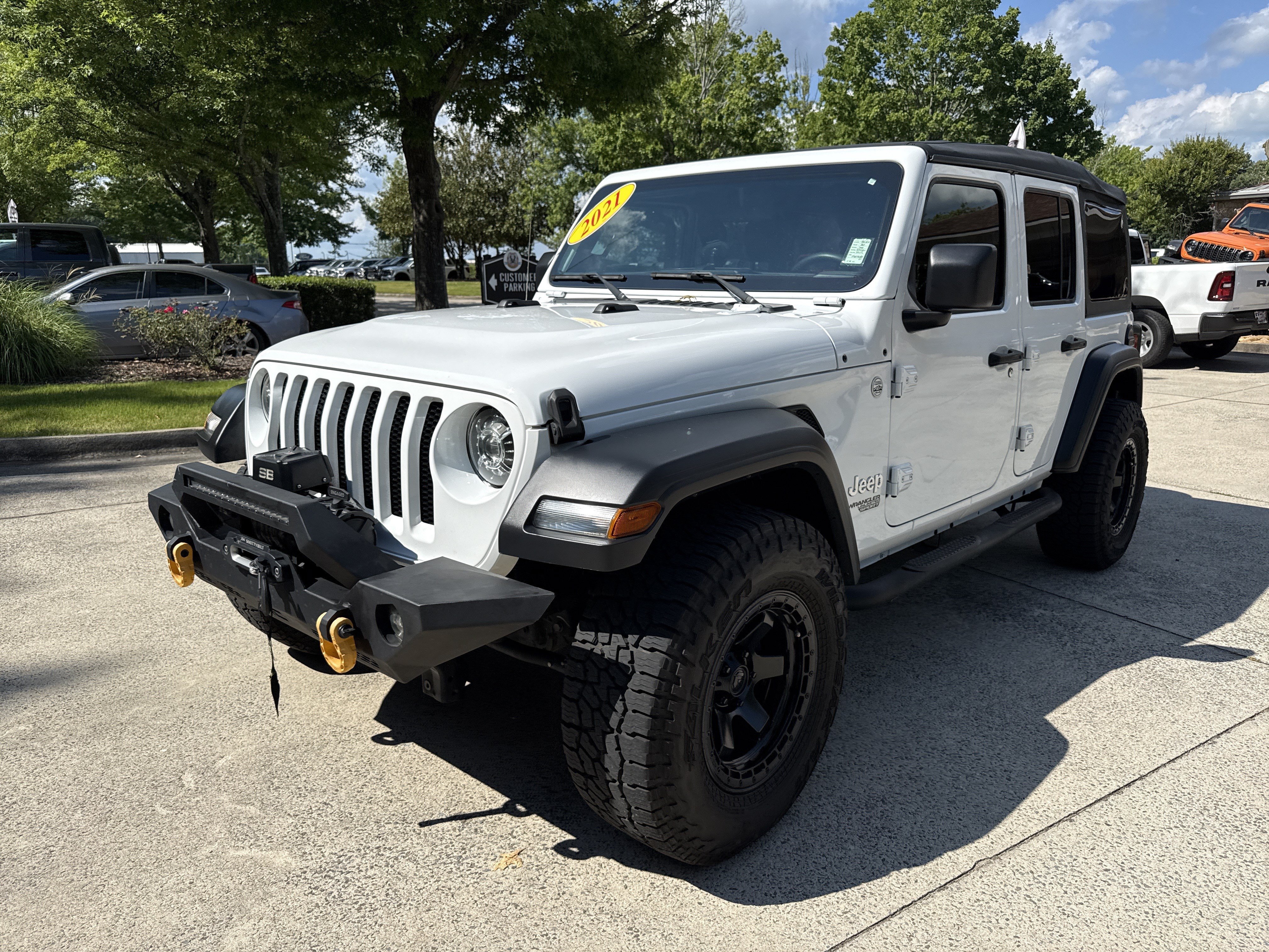 Used 2021 Bright White Clearcoat Jeep Unlimited Sport image 3