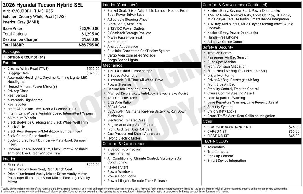 New 2026 White Hyundai SEL image 4