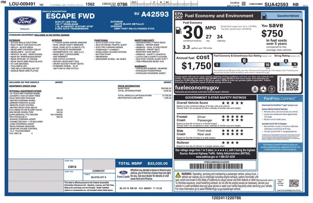 Used 2025 Agate Black Metallic Ford ST-Line image 33
