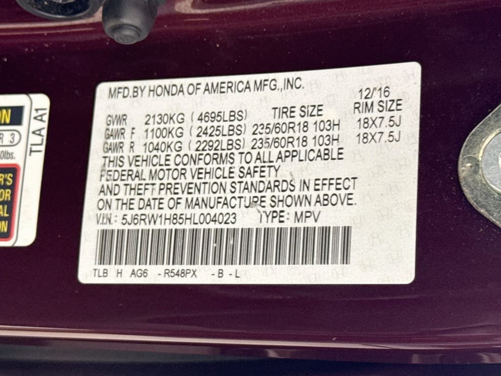 Used 2017 Basque Red Pearl II Honda EX-L image 33