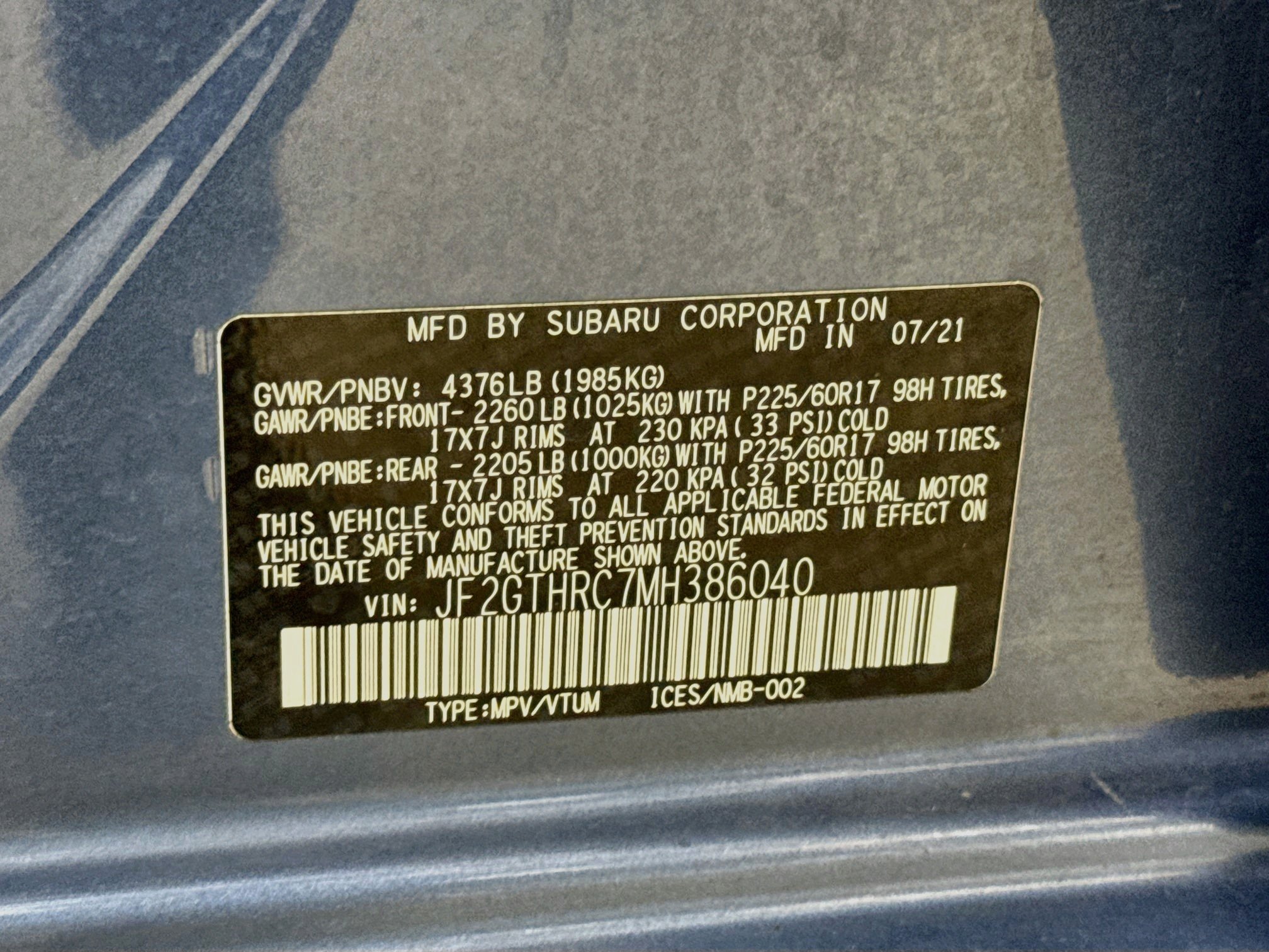 Used 2021 Horizon Blue Pearl Subaru Sport image 29