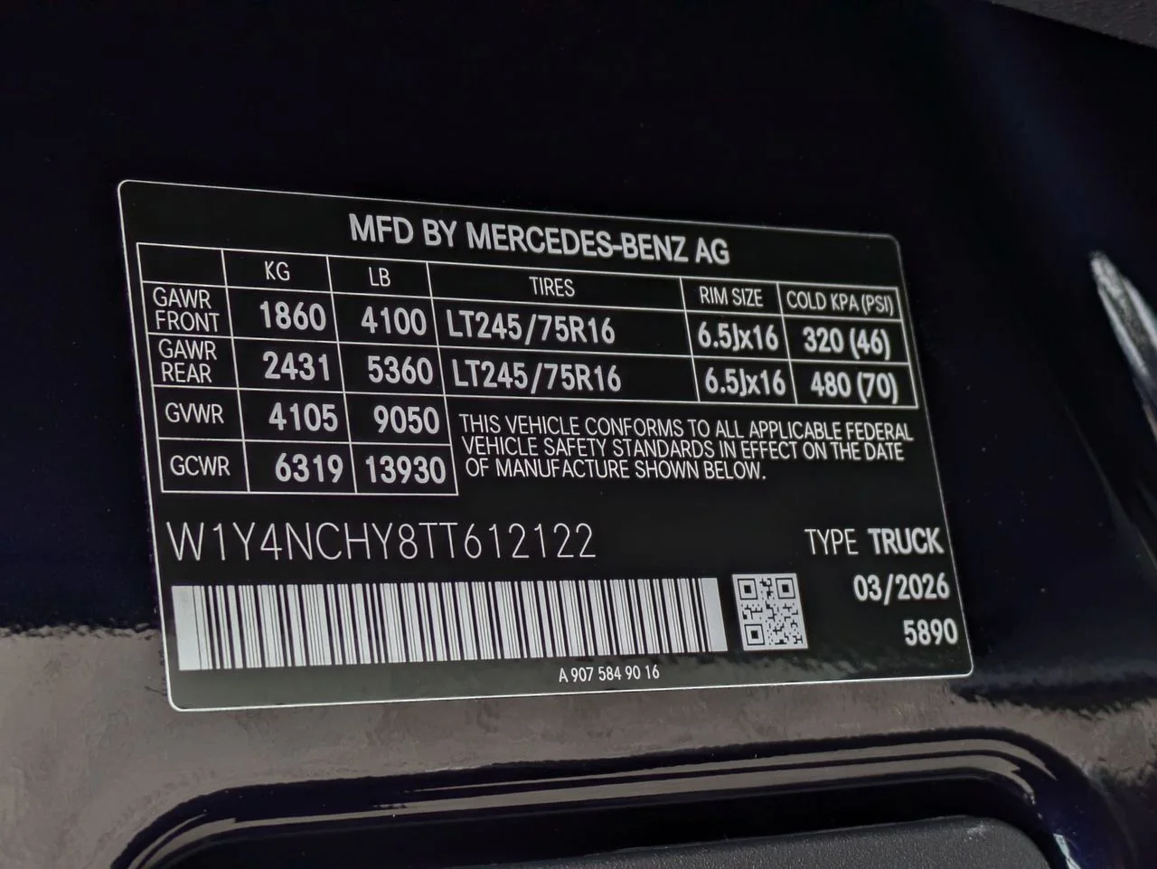 New 2026 Cavansite Blue Metallic Mercedes-Benz Cargo 170 WB High Roof image 11
