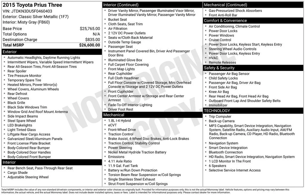 Used 2015 Silver Toyota Three image 2