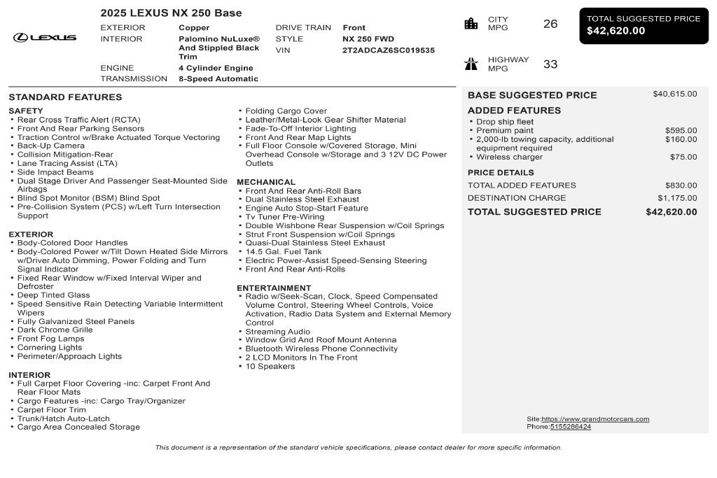 Used 2025 Brown Lexus 250 Base image 3