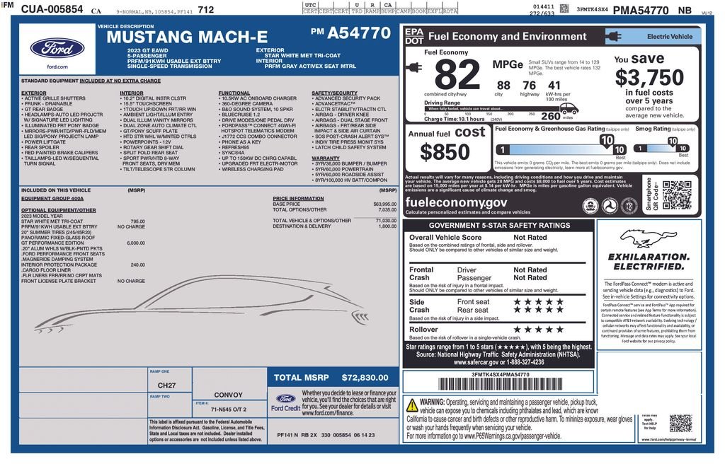 Used 2023 Ford Mustang Mach-E GT AWD with VIN 3FMTK4SX4PMA54770 for sale in Buena Park, CA