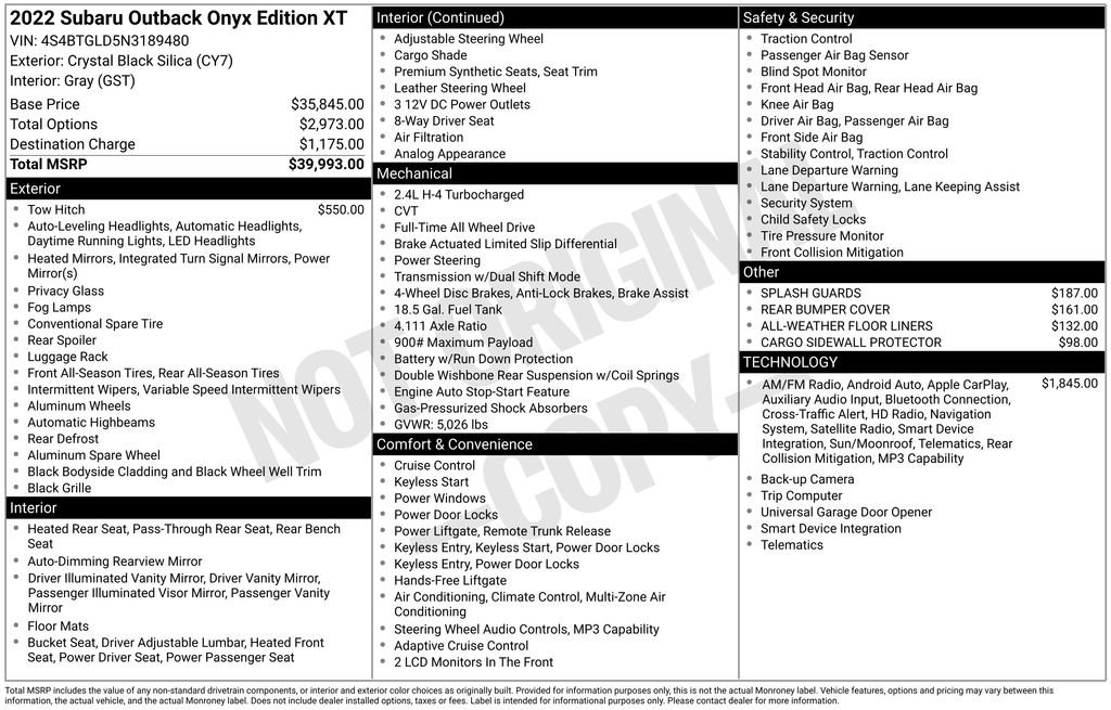 Certified Used 2022 Black Subaru Onyx Edition XT image 10