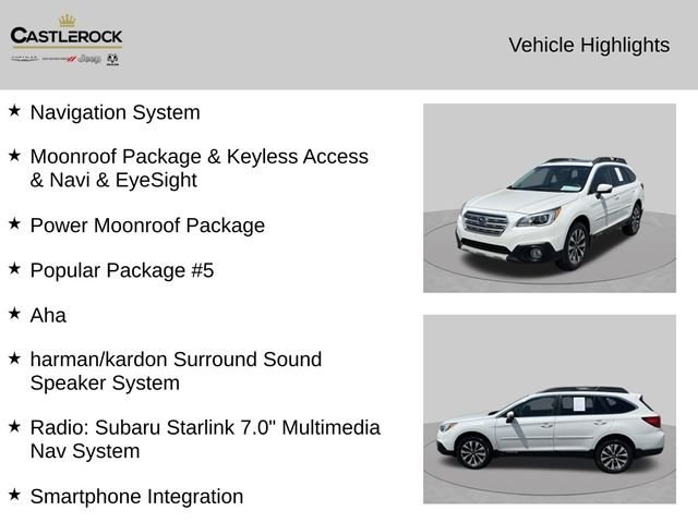 Certified 2016 Subaru Outback Limited with VIN 4S4BSBNC8G3337571 for sale in Castle Rock, CO