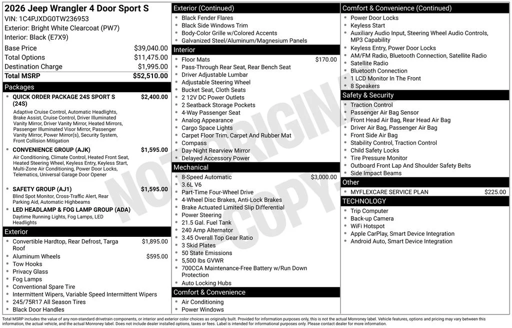 New 2026 Bright White Clear-Coat Exterior Paint Jeep Sport S image 49