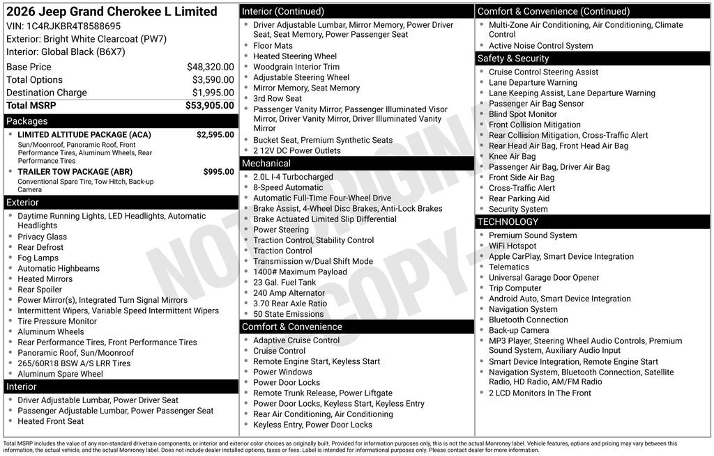 New 2026 Bright White Clear-Coat Exterior Paint Jeep Limited image 5