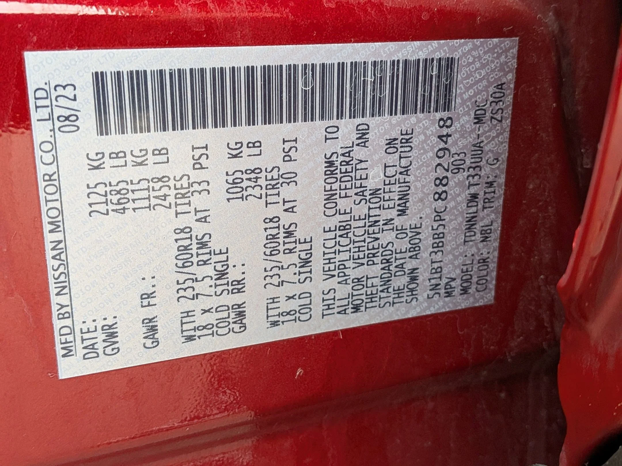 Used 2023 Scarlet Ember Tintcoat Nissan SV image 26