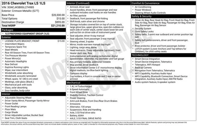 Used 2016 Crimson Metallic Chevrolet LS image 29