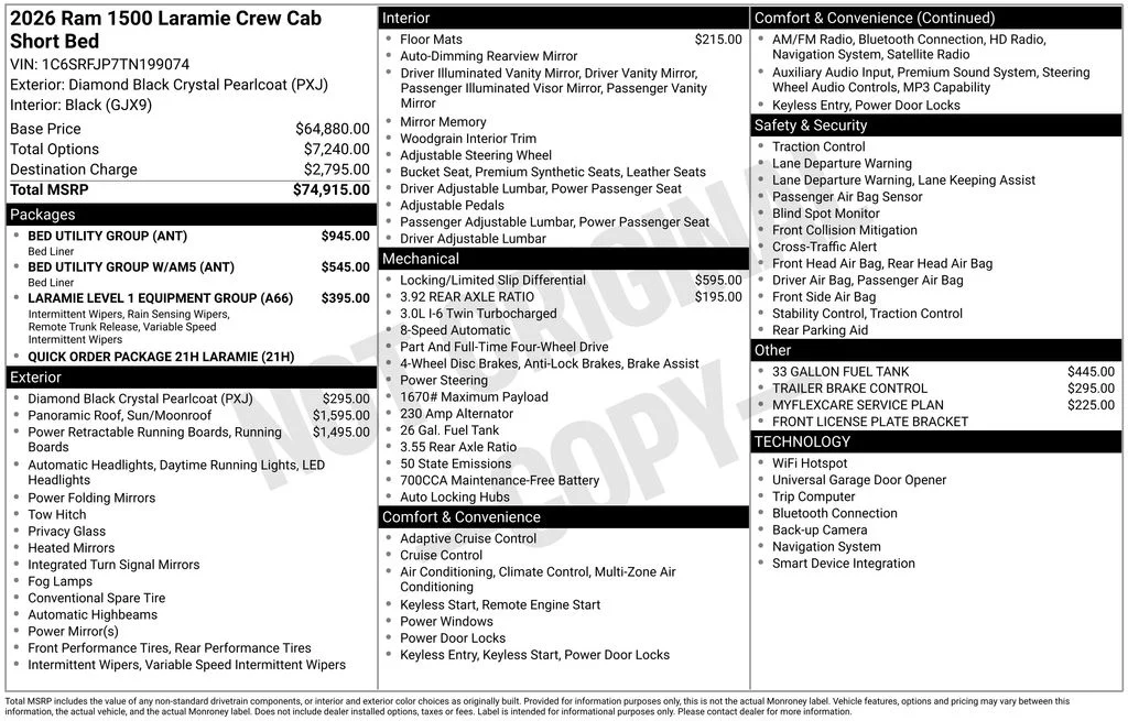 New 2026 Diamond Black Crystal Pearl-Coat Exterior Paint RAM Laramie image 6