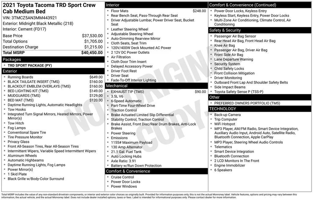 Certified Used 2021 Midnight Black Metallic Toyota TRD Sport image 5