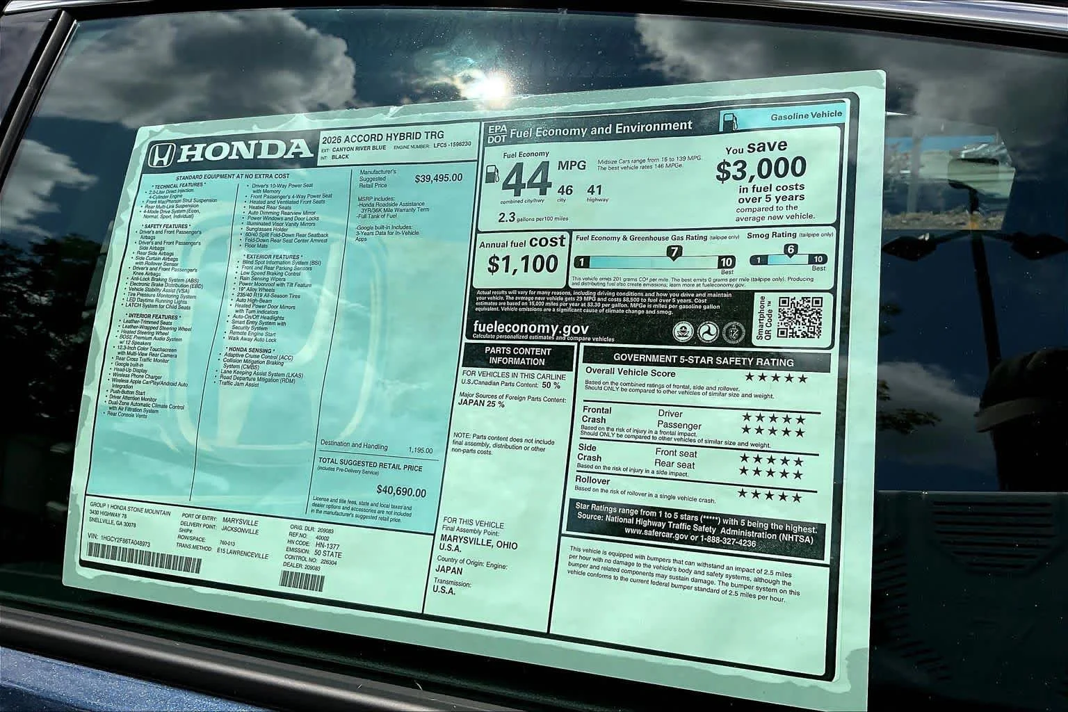 New 2026 Canyon River Blue Metallic Honda Touring image 20