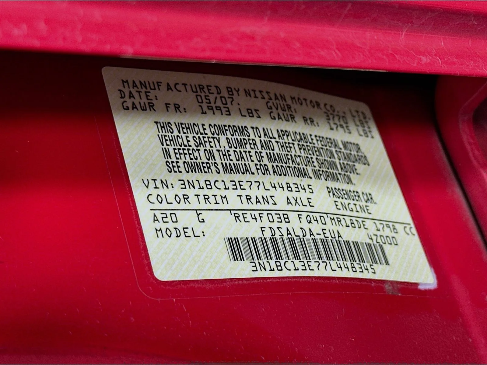 Used 2007 Red Alert Nissan 1.8 S image 28