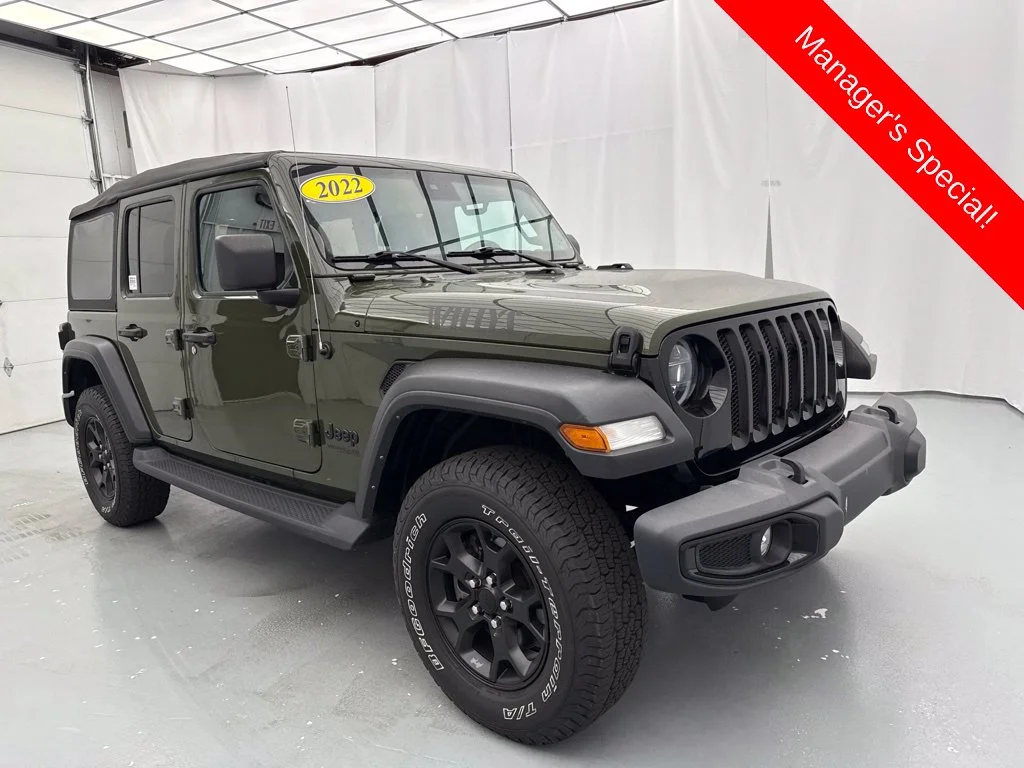 Used 2022 Green Clearcoat Jeep Unlimited Willys image 1