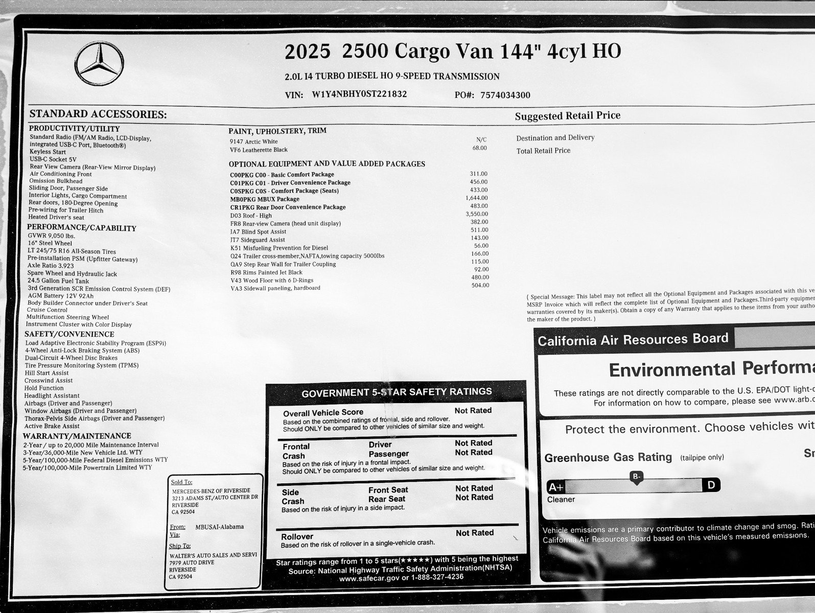 New 2025 Arctic White Mercedes-Benz 2500 High Roof I4 Diesel HO 144 RWD image 24