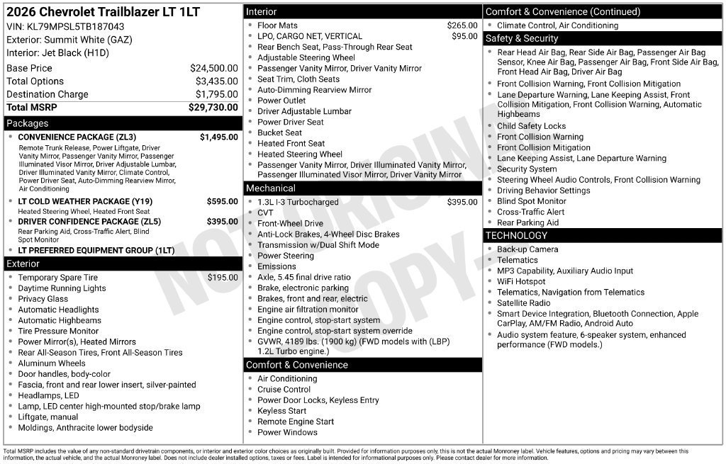 New 2026 Summit White Chevrolet LT image 5