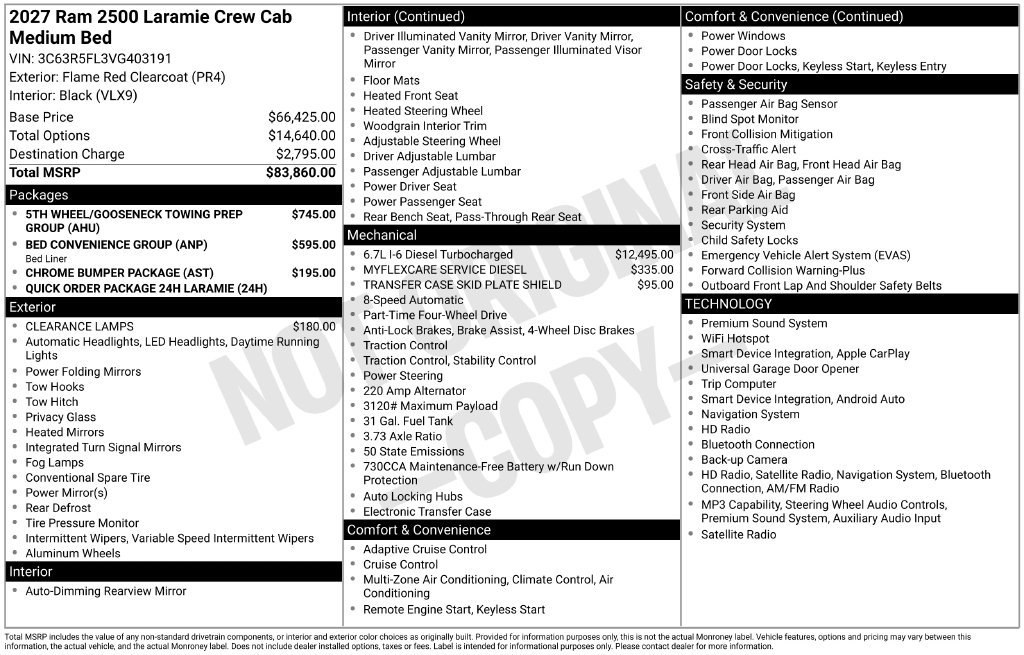 New 2027 Flame Red Clear-Coat Exterior Paint RAM Laramie image 20