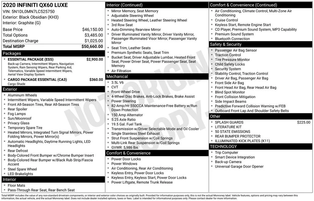 Used 2020 Black INFINITI LUXE image 4