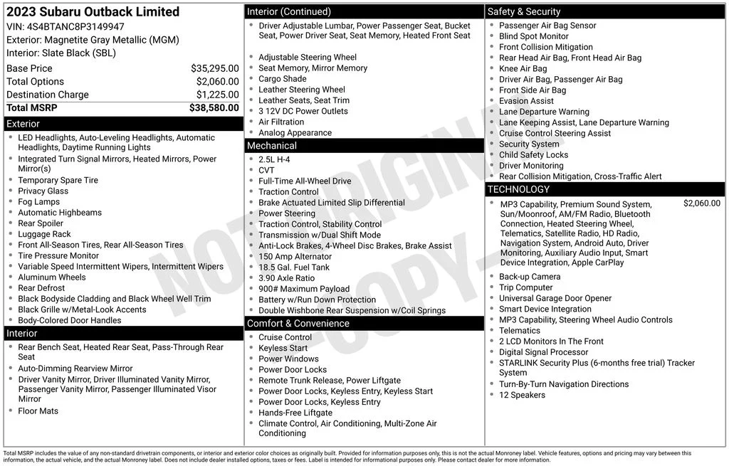 Used 2023 Gray Subaru Limited image 17