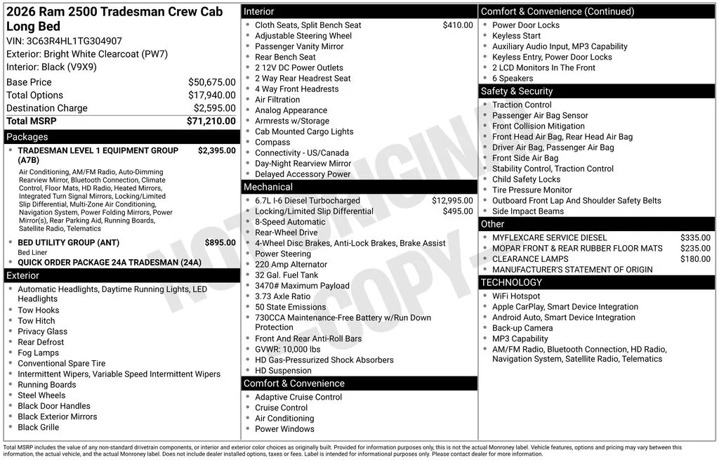 New 2026 Bright White Clear-Coat Exterior Paint RAM Tradesman image 9