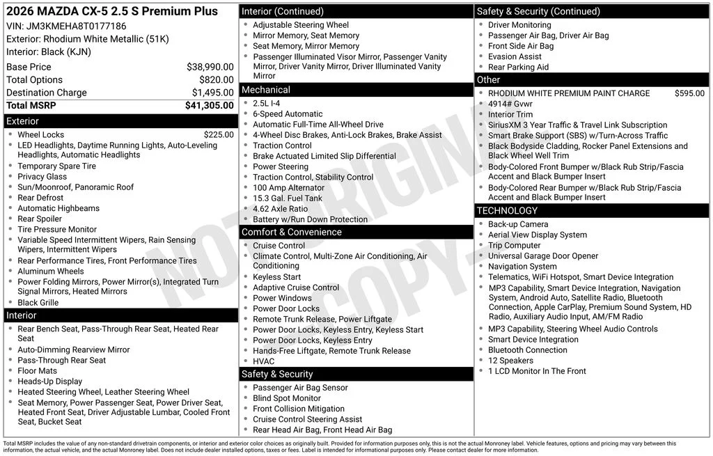 New 2026 Rhodium White Metallic Mazda 2.5 S Premium Plus image 2
